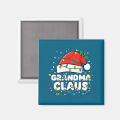 Christmas Grandma Claus Santa Hat Christmas Lights Magneet (Voorkant / Achterkant)
