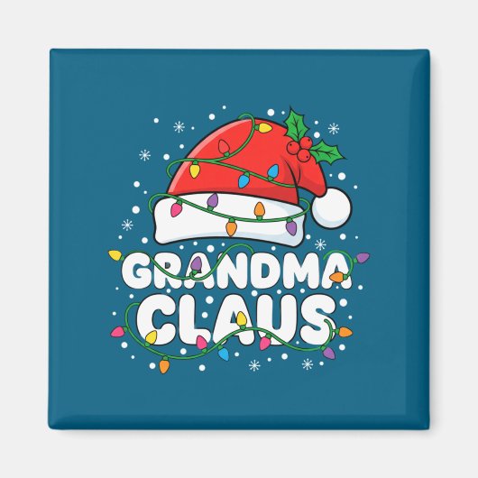 Christmas Grandma Claus Santa Hat Christmas Lights Magneet (Voorkant)