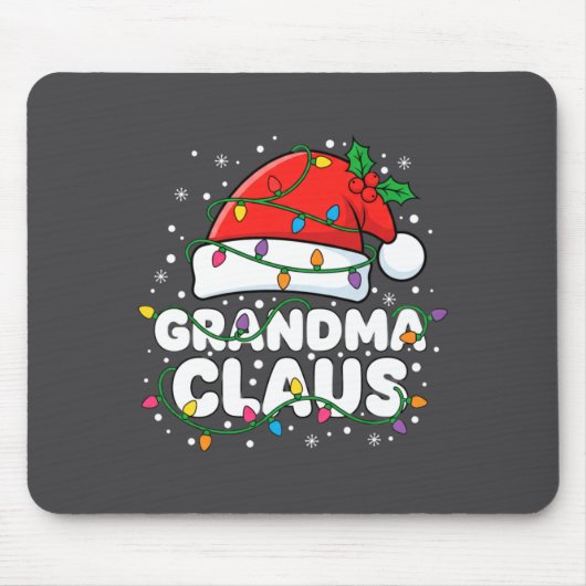 Christmas Grandma Claus Santa Hat Christmas Lights Muismat (Voorkant)