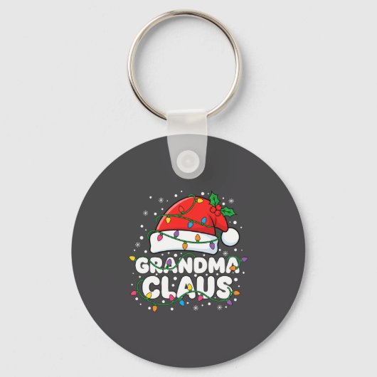 Christmas Grandma Claus Santa Hat Christmas Lights Sleutelhanger (Voorkant)