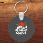 Christmas Grandma Claus Santa Hat Christmas Lights Sleutelhanger (Voorkant)