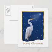 Christmas, Great Egret Bird, Religious Feestdagenkaart (Voorkant / Achterkant)