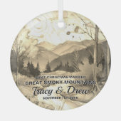 Christmas Great Smoky Mountains kunstpaar getrouwd Glas Ornament (Voorkant)