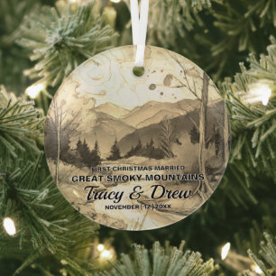 Christmas Great Smoky Mountains kunstpaar getrouwd Glas Ornament