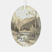 Christmas Great Smoky Mountains kunstpaar getrouwd Glas Ornament (Voorkant links)