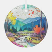 Christmas Great Smoky Mountains kunstpaar getrouwd Glas Ornament (Voorkant)