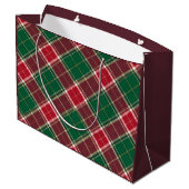 Christmas Green and Burgundy Plaid Groot Cadeauzakje (Achterkant Gekanteld)