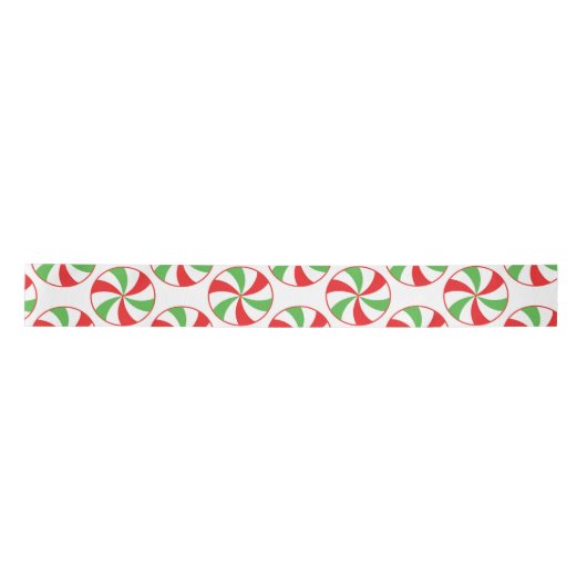 Christmas Green and Red Candy Cane Gift Ribbon Satijnen Lint (Voorkant)