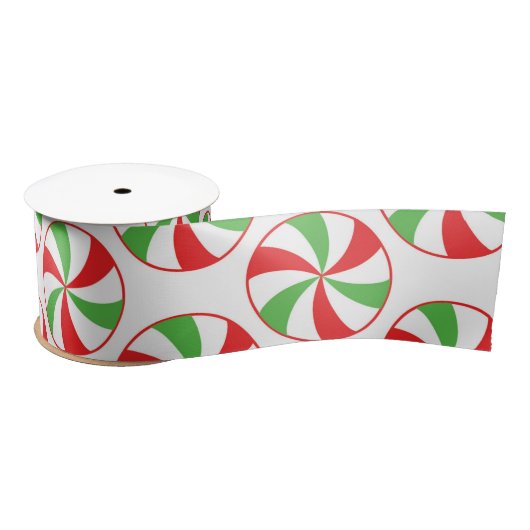 Christmas Green and Red Candy Cane Gift Ribbon Satijnen Lint (Spoel)