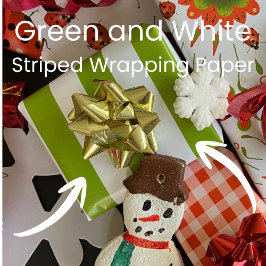 Christmas Green and White Striped Cadeaupapier