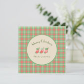 Christmas Green-based Plaid Flat Holiday Kaart (Staand voorkant)
