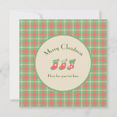 Christmas Green-based Plaid Flat Holiday Kaart (Voorkant)