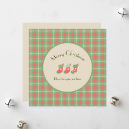 Christmas Green-based Plaid Flat Holiday Kaart