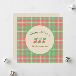 Christmas Green-based Plaid Flat Holiday Kaart
