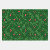 Christmas Green Berries Modern Wrapping Paper (Voorkant 2)