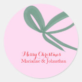Christmas Green Bows Hand Drawn Ronde Sticker (Voorkant)