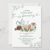 Christmas Green Chinoiserie Brew Tea Baby shower Kaart (Voorkant)