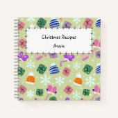 Christmas Green Doodle Pattern Monogram Recipe  Notitieboek (Voorkant)