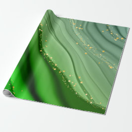 CHRISTMAS GREEN EN GOLD ABSTRACTE SWIRLS CADEAUPAPIER