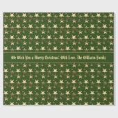 Christmas Green Faux Gold Stars Patroon Cadeaupapier (Vlak)