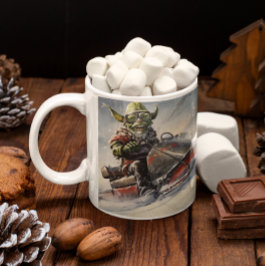 Christmas Green Goblin #5 rijden op een sneeuwscoo Koffiemok
