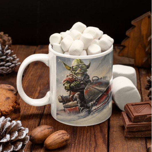 Christmas Green Goblin #5 rijden op een sneeuwscoo Koffiemok
