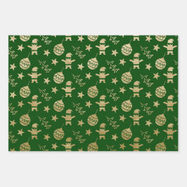 CHRISTMAS GREEN & GOLD HOLIDAY TRENATIONS INPAKPAPIER VEL
