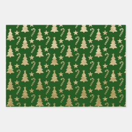 CHRISTMAS GREEN & GOLD HOLIDAY TRENATIONS INPAKPAPIER VEL