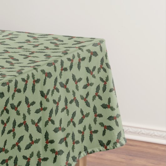 Christmas Green Holly Pattern Tafelkleed (Voorbeeld)