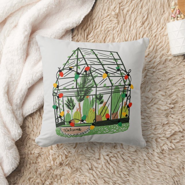 Christmas Green House Botanical Cactus Plants  Kussen (Deken)