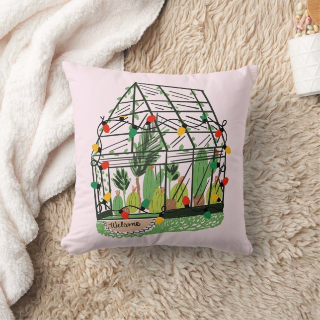 Christmas Green House Botanical Cactus Plants  Kussen (Deken)