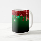 CHRISTMAS GREEN MET RODE HOLIDAY DRIP PATTERN KOFFIEMOK (Voorkant rechts)