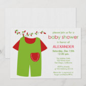 Christmas Green Outfit Boy Baby shower Invitation Kaart (Voorkant / Achterkant)