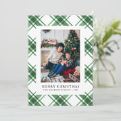 Christmas Green Plaid Flat Holiday Kaart (Staand voorkant)