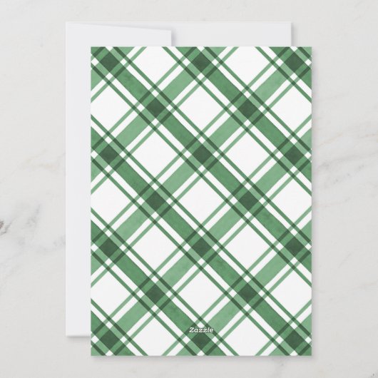 Christmas Green Plaid Flat Holiday Kaart (Achterkant)