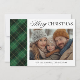 Christmas Green Plaid  Photo Holiday Card Feestdagenkaart