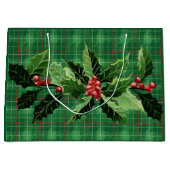 Christmas Green Plaid with Wreath Groot Cadeauzakje (Voorkant)