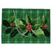 Christmas Green Plaid with Wreath Groot Cadeauzakje (Achterkant)