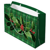 Christmas Green Plaid with Wreath Groot Cadeauzakje (Achterkant Gekanteld)