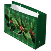 Christmas Green Plaid with Wreath Groot Cadeauzakje (Voorkant Gekanteld)