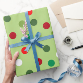 Christmas Green Rainbow Polka Dots Wrapping Paper Cadeaupapier
