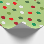 Christmas Green Rainbow Polka Dots Wrapping Paper Cadeaupapier (Hoek)