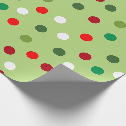 Christmas Green Rainbow Polka Dots Wrapping Paper Cadeaupapier (Hoek)