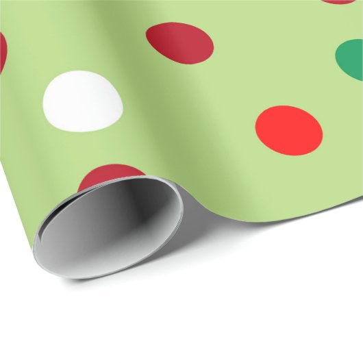 Christmas Green Rainbow Polka Dots Wrapping Paper Cadeaupapier (Rol Hoek)
