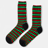 Christmas Green & Red Dotted Stripes on Black Sokken (Links)
