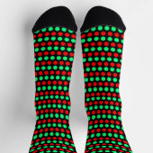 Christmas Green & Red Dotted Stripes on Black Sokken (Top)