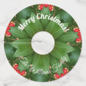 Christmas Green Red Floral Naam en tekst toevoegen Wijnglaslabel (Achterkant)