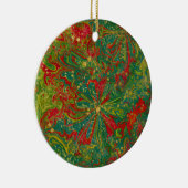 Christmas Green Red Gold abstract gemarmerd Keramisch Ornament (Rechts)