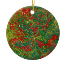 Christmas Green Red Gold abstract gemarmerd