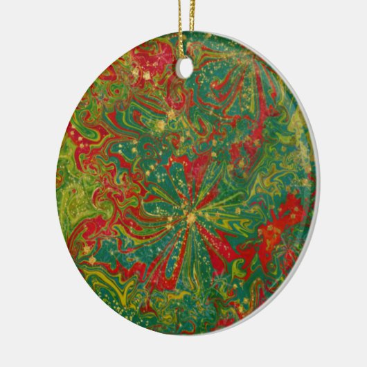 Christmas Green Red Gold abstract gemarmerd Keramisch Ornament (Links)